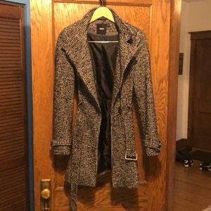 ASOS Black and White belted Zip Front Peplum Jacket size 4